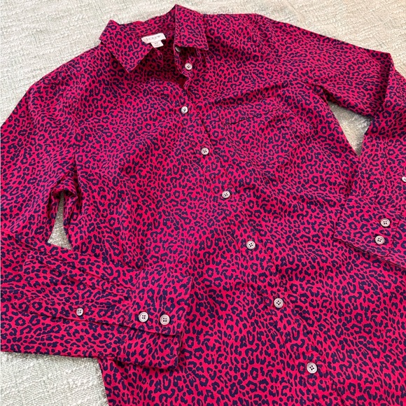 J. Crew Hot Pink and Blue Leopard Blouse - Picture 3 of 7